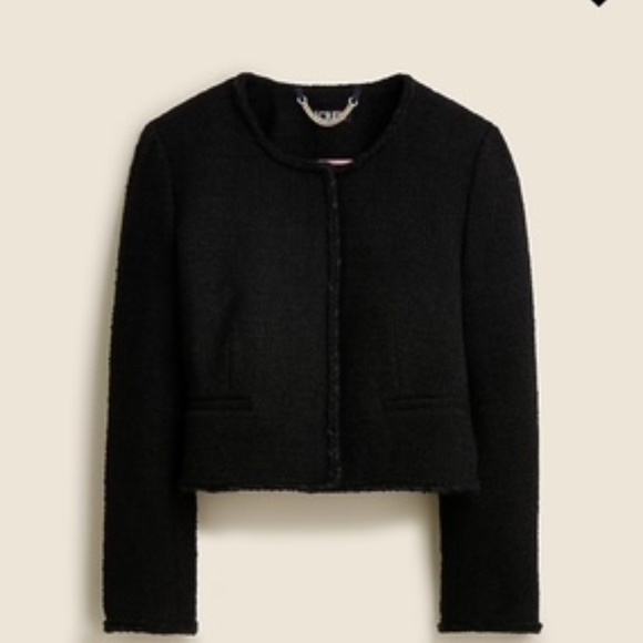 NWT J.Crew Louisa Lady Jacket In Maritime Tweed Size 12 Black - Picture 13 of 16